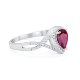 Teardrop Ruby Cubic Zirconia Infinity Ring